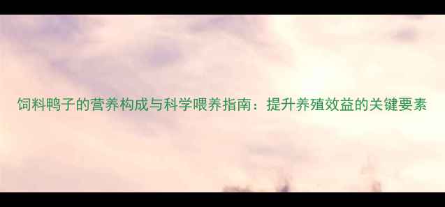图片 饲料鸭子的营养构成与科学喂养指南：提升养殖效益的关键要素