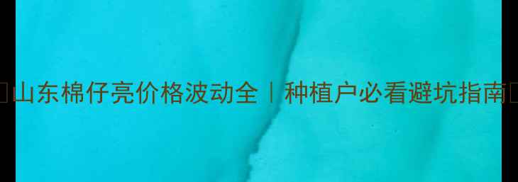 图片 🌱山东棉仔亮价格波动全｜种植户必看避坑指南🌾