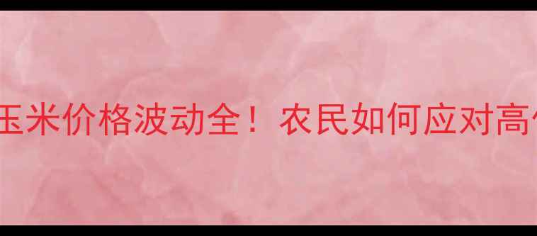 图片 🌾7月26玉米价格波动全！农民如何应对高价行情？