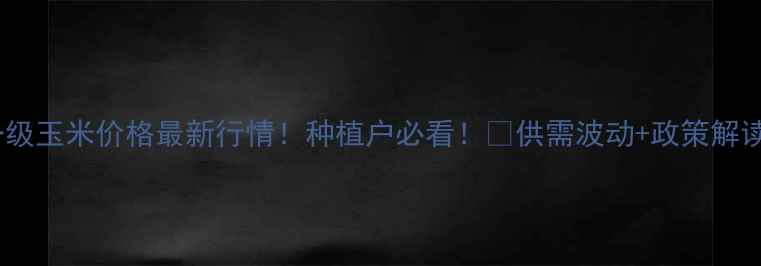 图片 🌾一级玉米价格最新行情！种植户必看！📈供需波动+政策解读💰1