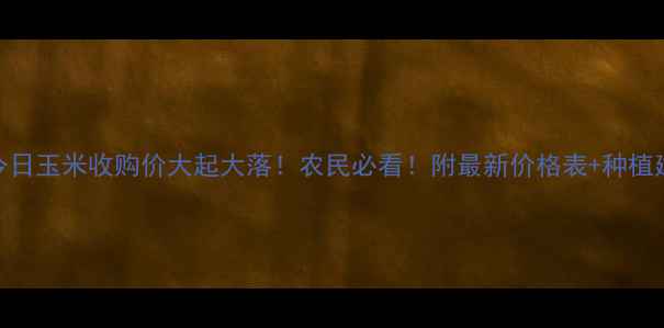 图片 🌾今日玉米收购价大起大落！农民必看！附最新价格表+种植建议