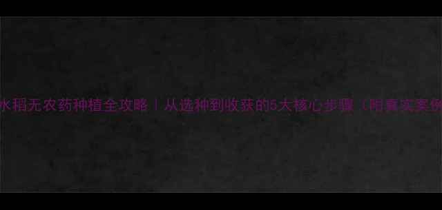 图片 🌾水稻无农药种植全攻略｜从选种到收获的5大核心步骤（附真实案例）