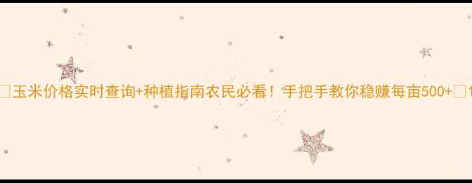 图片 🌾玉米价格实时查询+种植指南农民必看！手把手教你稳赚每亩500+💰1