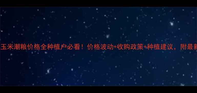 图片 🌾黑龙江省玉米潮粮价格全种植户必看！价格波动+收购政策+种植建议，附最新行情数据2