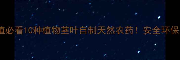 图片 🌿家庭种植必看10种植物茎叶自制天然农药！安全环保又省钱🌱2