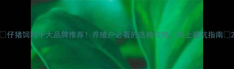 图片 📌仔猪饲料十大品牌推荐！养殖户必看的选粮攻略，附上避坑指南🐷2