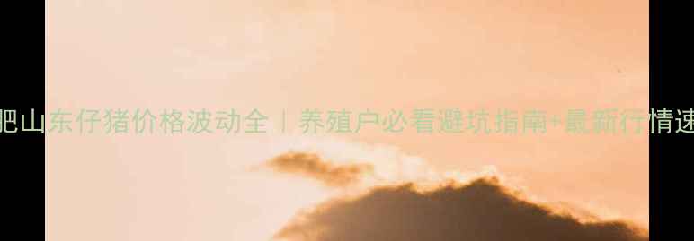 图片 🔥合肥山东仔猪价格波动全｜养殖户必看避坑指南+最新行情速递🔥