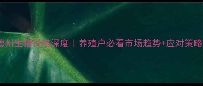 图片 🔥德州生猪价格深度｜养殖户必看市场趋势+应对策略🔥2