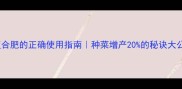 钾锌复合肥的正确使用指南种菜增产20的秘诀大公开