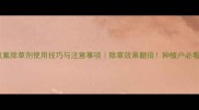 乙氧氟除草剂使用技巧与注意事项除草效果翻倍种植户必看干货